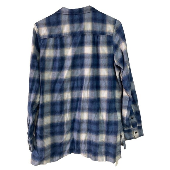 Women’s Pendleton Canyon Flannel Shirt Half Zip Pearl Snap Plaid Blue M - Picture 9 of 10